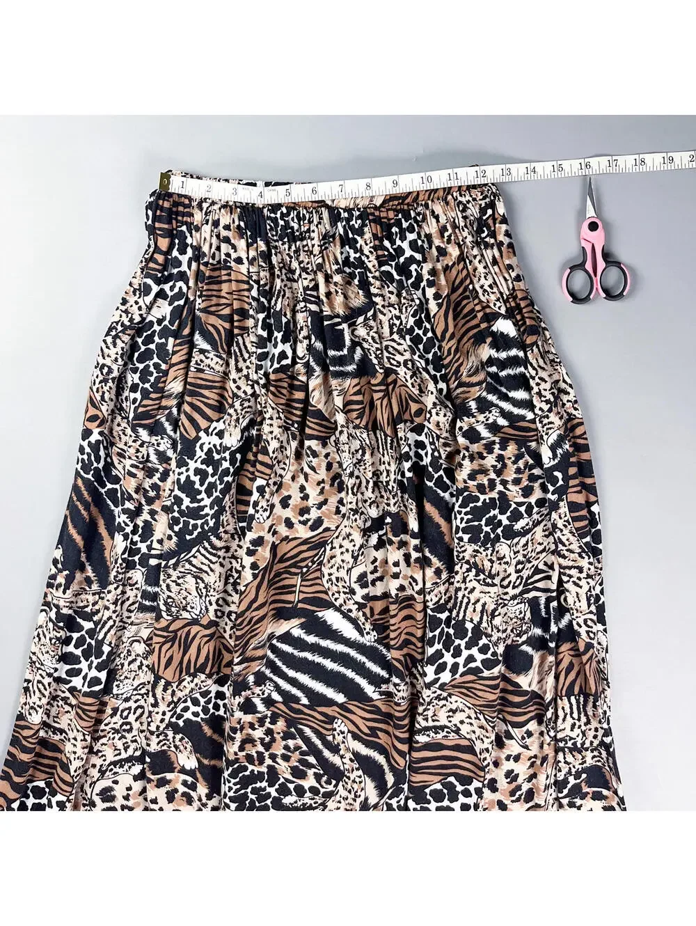 Vintage Animal Print Midi Skirt with Elastic Waistband - Picture 7 of 8